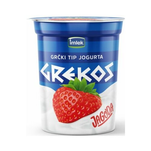 Mlekara Subotica grekos grčki tip jogurta sa jagodom 400g čaša Slike