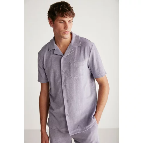 GRIMELANGE Tomas Men's Terry Fabric Shirt Collar Shirt