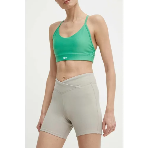 Reebok Kratke hlače za jogu Lux Collection boja: siva, bez uzorka, srednje visoki struk, 100076342