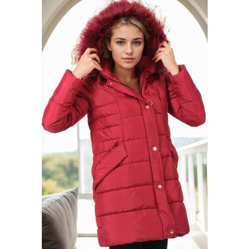 Dewberry Z6745 WOMEN'S COAT-BURGUNDY-1 Cijene