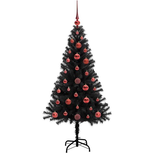 VidaXL Božićno drvce s 150 LED svjetlima s stalakom Crna 120 cm PVC Slike