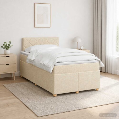  Boxspring krevet s madracem Krem 120 x 190 cm Tkanina Cijene