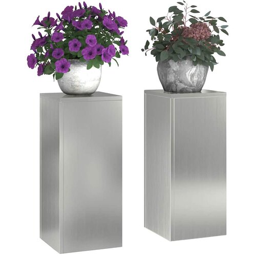  Stalak za biljke 2 pcs Srebrno 24 x 24 x 55 cm Pocinčani čelik Slike