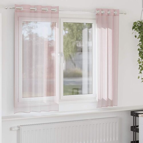 VidaXL Voile zavese z vponkami 2 kosa svetlo roza 140x175 cm Slike