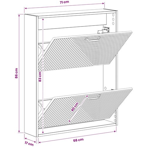  Ormar za cipele na zidu HAARLEM 71 x 17 x 86 cm Staro drvo Slike
