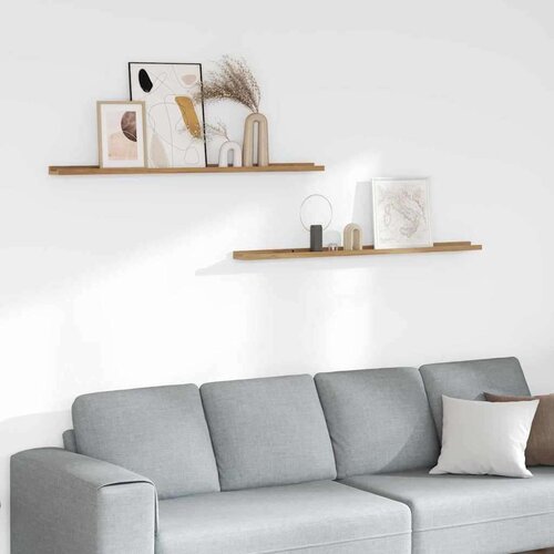  Polica na zidu 2 pcs Smeđa 115 x 9 x 3 cm Konstruirano drvo Cene