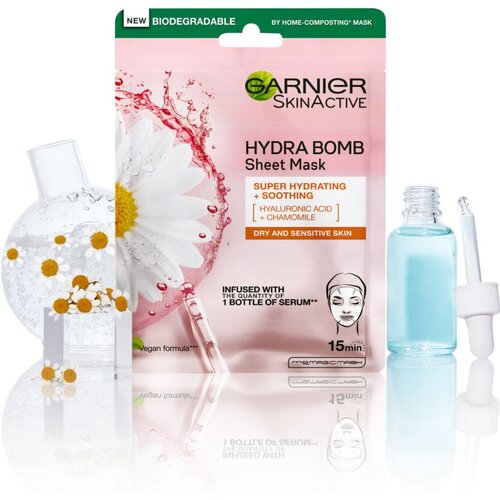 Garnier Skin Naturals Moisture+Comfort super vlažilna pomirjevalna tekstilna maska za suho in občutljivo kožo 28 g Slike