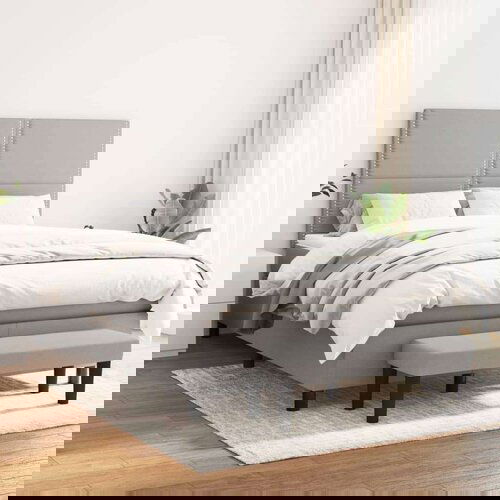  Box spring postelja z vzmetnico svetlo siva 140x200 cm blago, (20727242) Slike