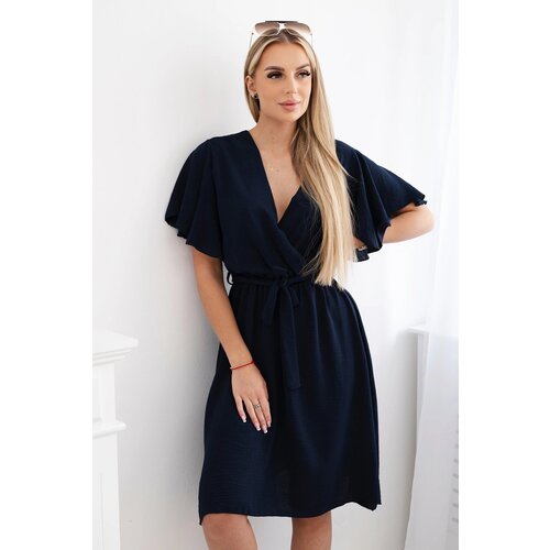 Kesi Włoski Dress with a plunging neckline navy blue Cene