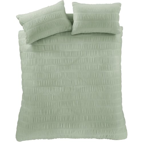 Catherine Lansfield Svijetlo zelena posteljina za bračni krevet/za produženi krevet od krepa 230x220 cm Seersucker – Cijene