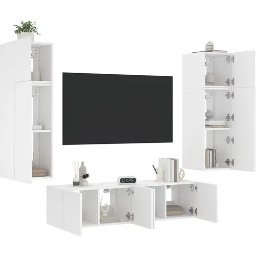 vidaXL 6-dijelni zidni TV elementi s LED svjetlima bijeli drveni