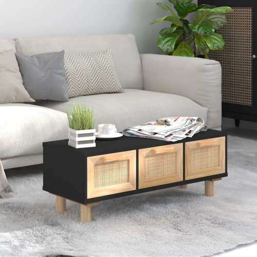 VidaXL Klubska mizica Črna 80x40x30 cm inženirski les trdna borovina Slike