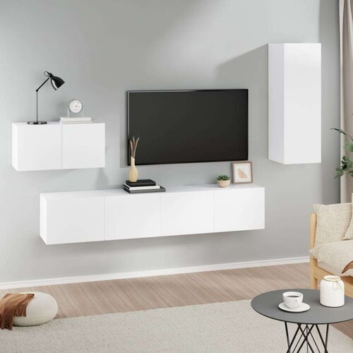  4-dijelni set TV ormarića bijeli od konstruiranog drva Cijene