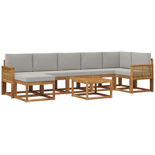vidaXL Zunanja garnitura za sedenje 8 pcs Naravna in svetlo siva, (5000281348) Cene
