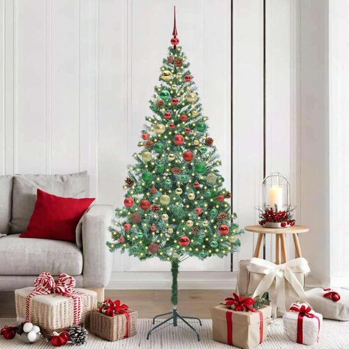 vidaXL Umestno božično drevo med 300 LED Zelena 180 cm PVC in Jeklo Cene
