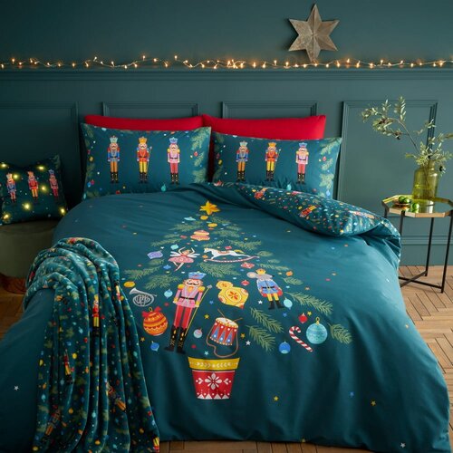 Catherine Lansfield Tamno zelena posteljina za bračni krevet/za produženi krevet 230x220 cm Nutcracker &amp;ndash; Slike