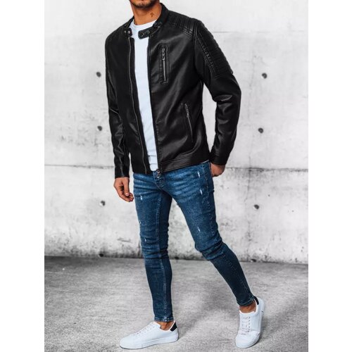 DStreet Men's Black Leather Jacket Slike