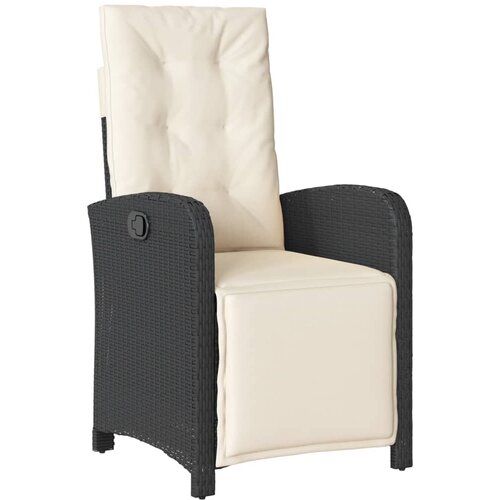  7-dijelni vrtni blagovaonski set s jastucima crni od poliratana Crna 150 cm table length Slike