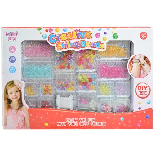 Magic Toys creative stringbeads: set biserov za izdelavo nakita 200+ prozornih barvnih biserov outlet Cene