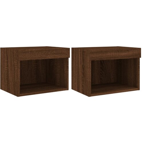 Maison Chic Stenski Dvo delni komplet Nočne omarice - Nočne mize z LED lučkami rjavi hrast, (21688902) Slike