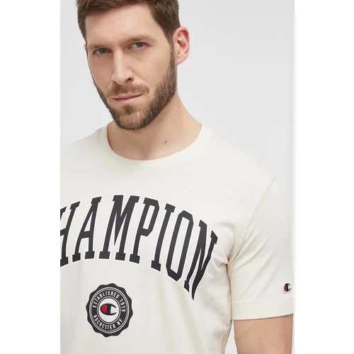 Champion Bombažna kratka majica moška, bež barva, 219852