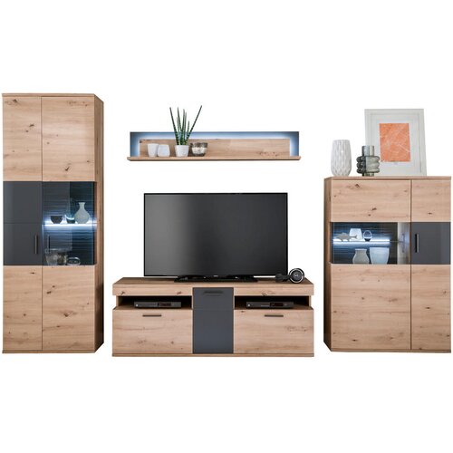 Livetastic DNEVNI REGAL, antracit, prozorno, barve hrasta Cene