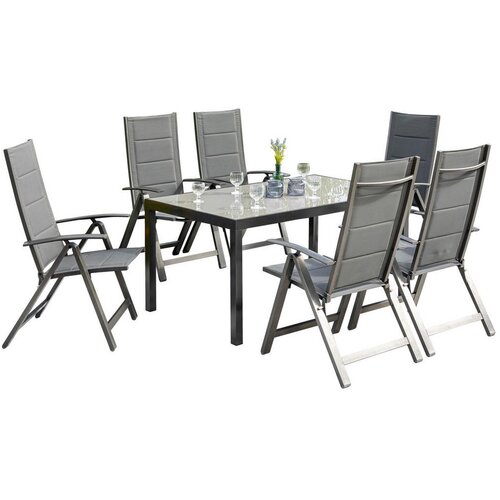 Gardenson Vrtna Garnitura Florenz, 7-Delno, Siva, Aluminij Slike