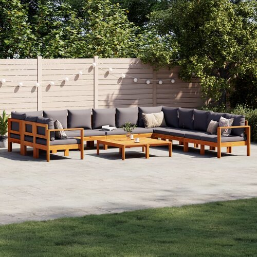 VidaXL 9-dijelna set vrtnih sofa s jastucima masivno bagremovo drvo Slike