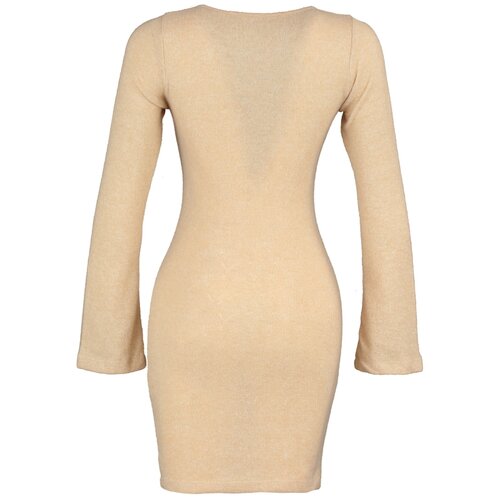Trendyol Beige Bodycon Soft Mini Knitted Dress Slike
