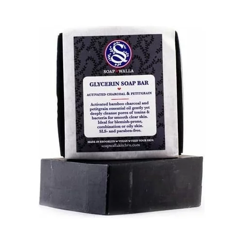 Soapwalla activated charcoal & petitgrain soap bar
