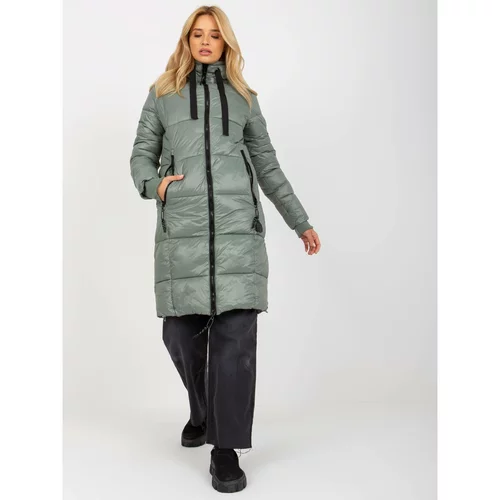 Fashion Hunters Khaki women's winter jacket with a hood SUBLEVEL