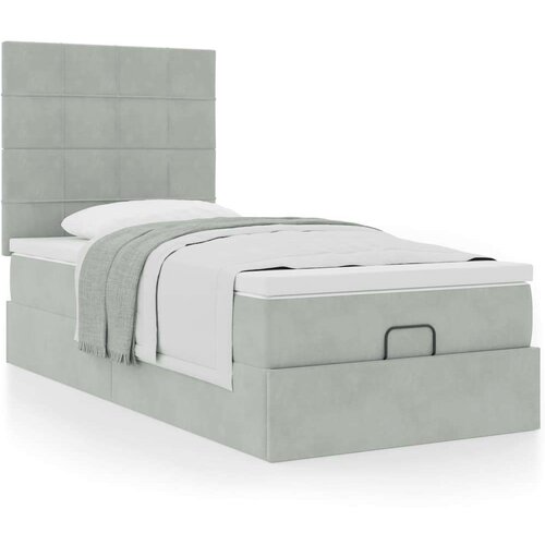 vidaXL Otomanski posteljni okvir z vzmetnicami siv 90x190cm žamet Cene