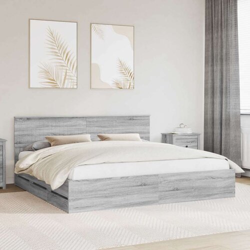  Okvir za krevet Siva Sonoma 200 x 200 cm Inženjersko Drvo - Sivi hrast sonoma 200 x 200 cm Cene