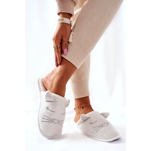 EVENTO Shiny Ears Cat Slippers White Kaisy Slike