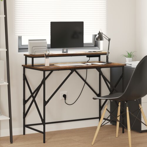 VidaXL Stol Dimljeni hrast 100 x 50 x 86.5 cm Konstruirano drvo Slike