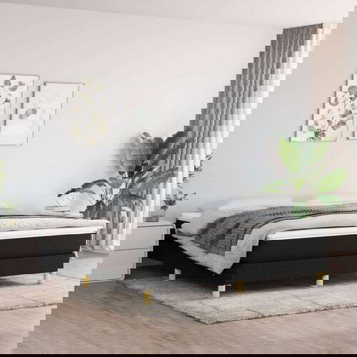  Za krevet s oprugama crni 180 x 200 cm od tkanine Slike