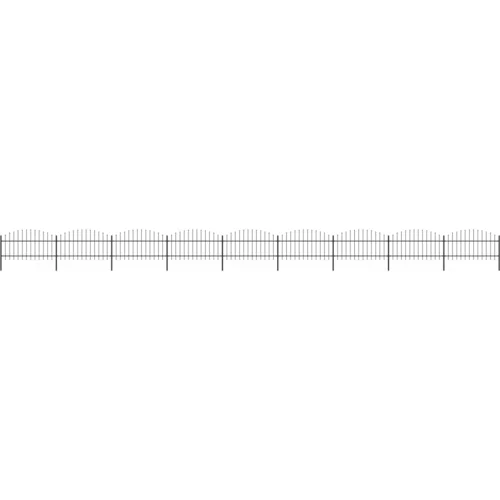 vidaXL Vrtna ograja s koničastimi vrhovi jeklo (1-1,25)x15,3 m črna