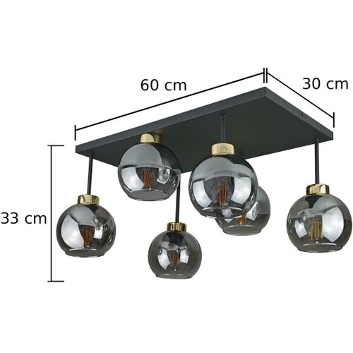  Plafonski luster NESSA 6xE27/60W/230V crna/zlatna/zadimljena crna Slike