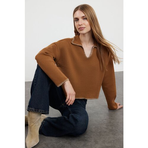 Trendyol camel polo neck knitwear sweater Slike