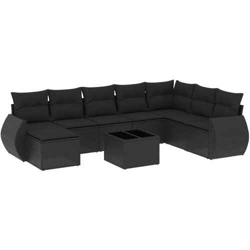 vidaXL 9-dijelni set vrtnih sofa s jastucima crni od poliratana Cijene