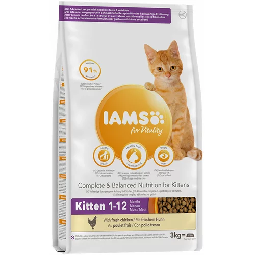 IAMS for Vitality Kitten s svežim piščancem - 3 kg