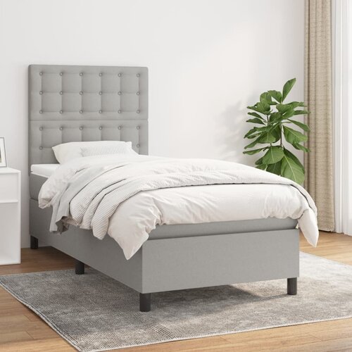 The Living Store Box spring postelja z vzmetnico svetlo siva 80x200 cm blago - Box Spring Postelja, (21516805) Slike