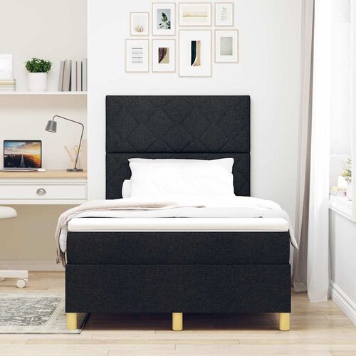  LED Box Spring Krevet s uzglavljem Crna 120 x 190 cm tkanina Slike