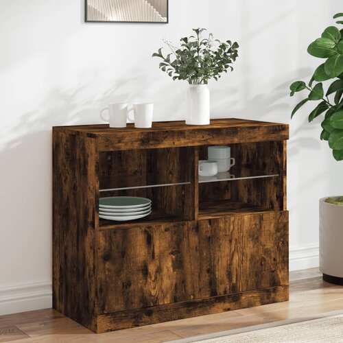 The Living Store Komoda z LED lučkami dimljen hrast 81x37x67 cm - Komoda, (21661146) Cene
