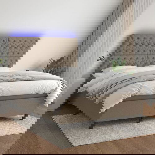  The Living Store Box spring postelja z vzmetnico LED taupe 140x200 cm blago - Box Spring Postelja, (21449913) Slike