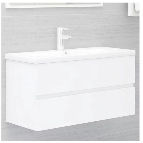  Omarica za umivalnik bela 90x38,5x45 cm iverna plošča