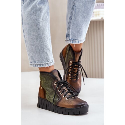 Maciejka Leather Ankle Boots On Platform And Wedge Cene