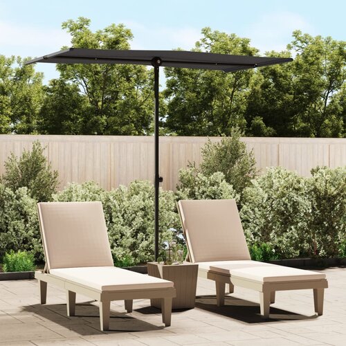  Vrtni suncobran s aluminijskim stupom 180 x 110 cm crni Cene