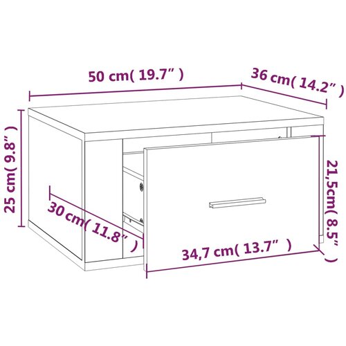  Zidni noćni ormarić Boja sivog hrasta sonome 50x36x25 cm Slike