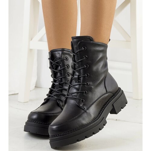 Gemre Black lace-up ankle boots eco-leather Caldera Slike